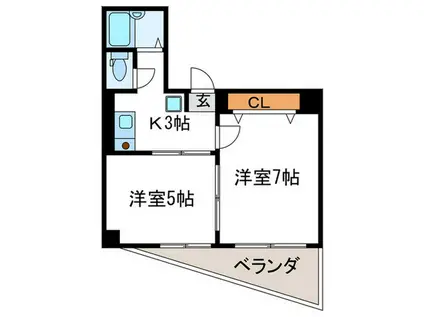 マッケンジー東堀川(2K/10階)の間取り写真