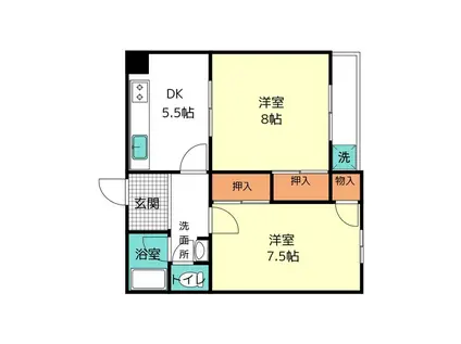 ハイツ平沼(2DK/2階)の間取り写真