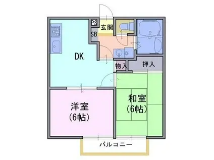 ウィンディアコリーヌ A棟(2DK/2階)の間取り写真