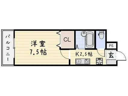 ルネッサンスTOEI田町(1K/6階)の間取り写真