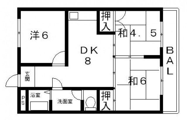 北本町パールハイツ(3LDK/4階)の間取り写真