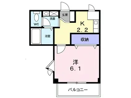 ヴィラナカヤマ(1K/2階)の間取り写真