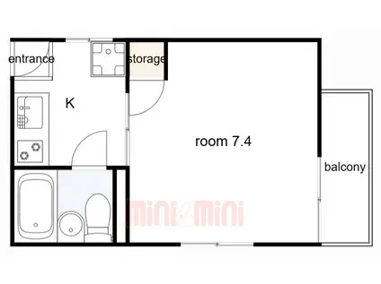 フレグランス西岡本(1K/2階)の間取り写真