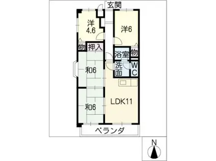 マンション山陽館(4LDK/3階)の間取り写真
