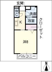 ウィンズ御門A(1K/2階)の間取り写真