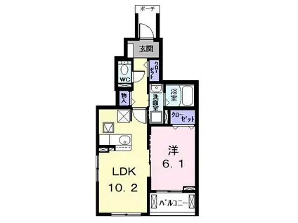 カンファネム(1LDK/1階)の間取り写真