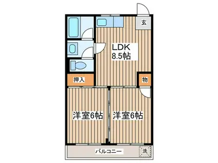 荒川ビル(2LDK/4階)の間取り写真