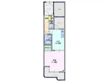 ライオンズマンション王子公園東(1DK/5階)の間取り写真