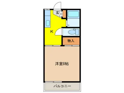 ジョイフル戸祭(1K/1階)の間取り写真