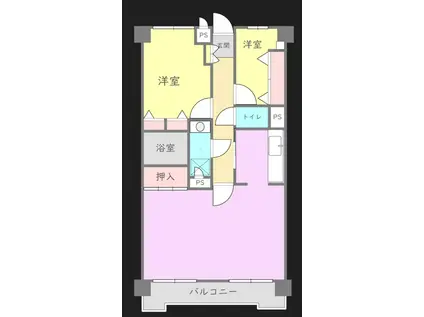 短期建て替え専用ライオンズマンション本川越第2(2SDK/8階)の間取り写真