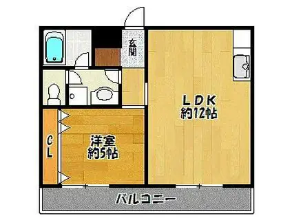 対中ハイツ(1LDK/1階)の間取り写真