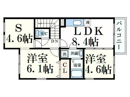 プリムローズ・コート(2SLDK/2階)の間取り写真
