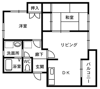 マンハイム敦賀(2LDK/1階)の間取り写真