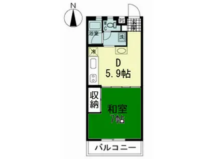 コーラルマンション(1DK/1階)の間取り写真