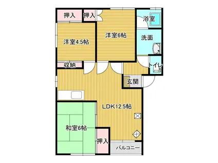 レジデンスゆきぐに(3LDK/2階)の間取り写真