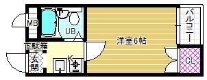 ヴィラ桃山台(1K/3階)の間取り写真