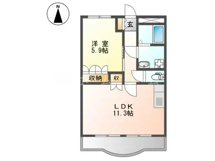 グランドソレーユII(1LDK/3階)の間取り写真