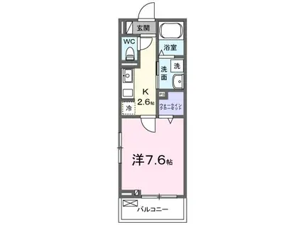 ラピスA(1K/2階)の間取り写真