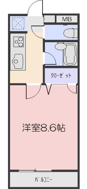 ハイツ八之坪(1K/1階)の間取り写真