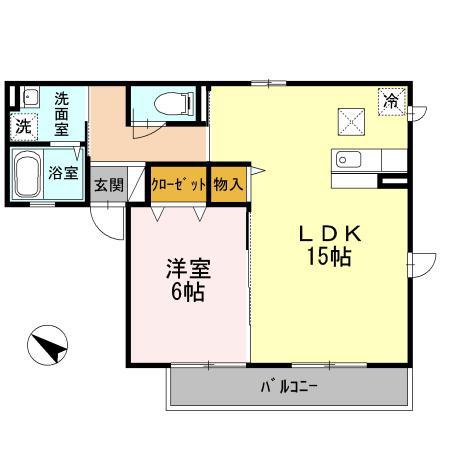 エスポワール(1LDK/2階)の間取り写真
