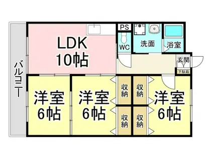 リシェス有田(3LDK/3階)の間取り写真