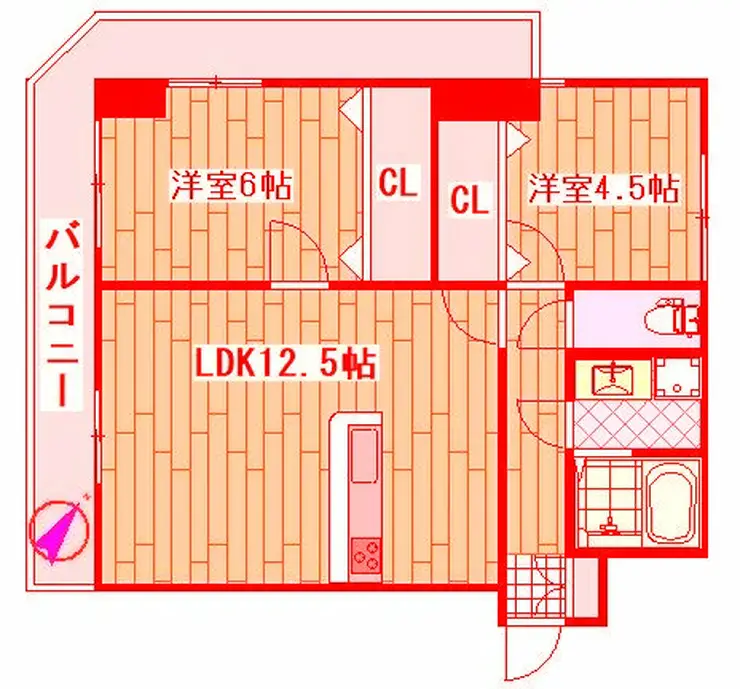 アンサンブル岸谷 2階階 間取り