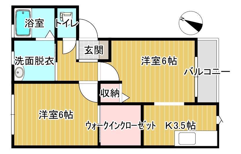 クオーレB(2K/2階)の間取り写真
