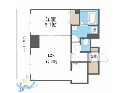 ティアラタワー中島倶楽部(1LDK/25階)の間取り写真