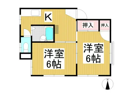 コーポプルメリアA棟(2K/2階)の間取り写真