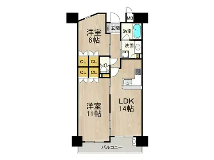 フロンティアタワー日本橋(2LDK/4階)の間取り写真