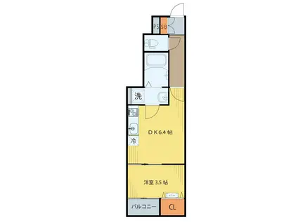 プラウディア仙台清水沼B棟(1DK/1階)の間取り写真