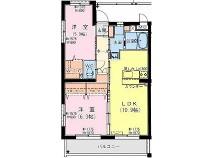 サンテラス・TUTOMI(2LDK/2階)の間取り写真