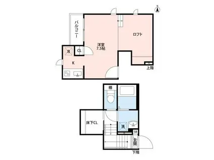 CB琴平フェリオ(1K/2階)の間取り写真