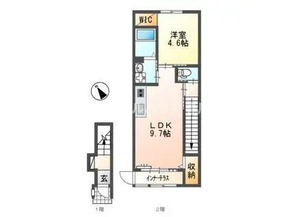 昴ノース(1LDK/2階)の間取り写真