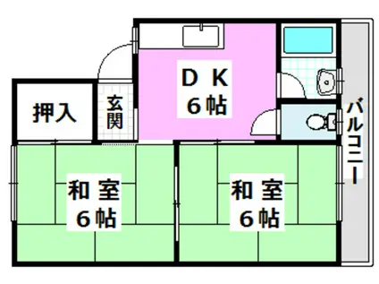 グリーンハイツB棟(2DK/1階)の間取り写真
