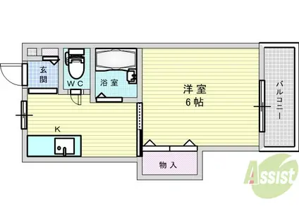 テラスパーク吹田(1K/2階)の間取り写真