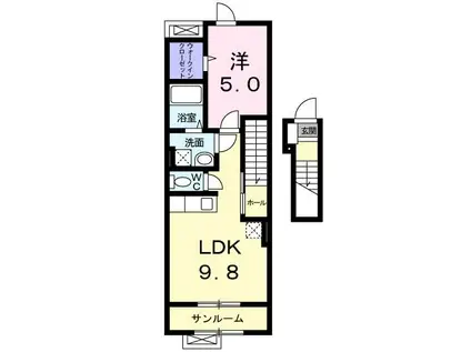 ヴィラ・ブリーズ(1LDK/2階)の間取り写真