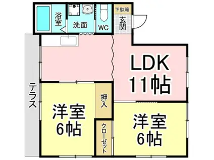 メゾンセイワ A(2LDK/1階)の間取り写真
