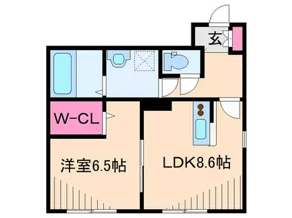 ハーミットクラブハウス横浜新吉田(1LDK/1階)の間取り写真