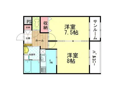 ロジュマンミュゲII(2K/1階)の間取り写真