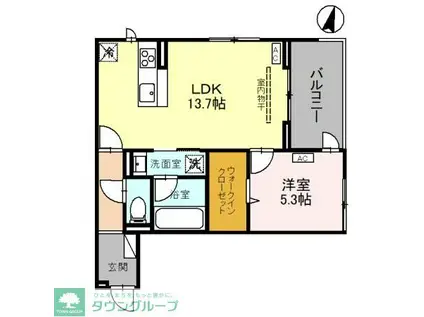 ＪＲ武蔵野線 吉川美南駅 徒歩21分 3階建 築1年(1LDK/3階)の間取り写真