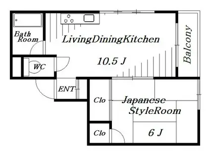エヴァーグリーン本千葉(1LDK/2階)の間取り写真