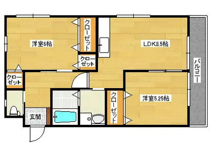 パークサイド中山II(2LDK/1階)の間取り写真