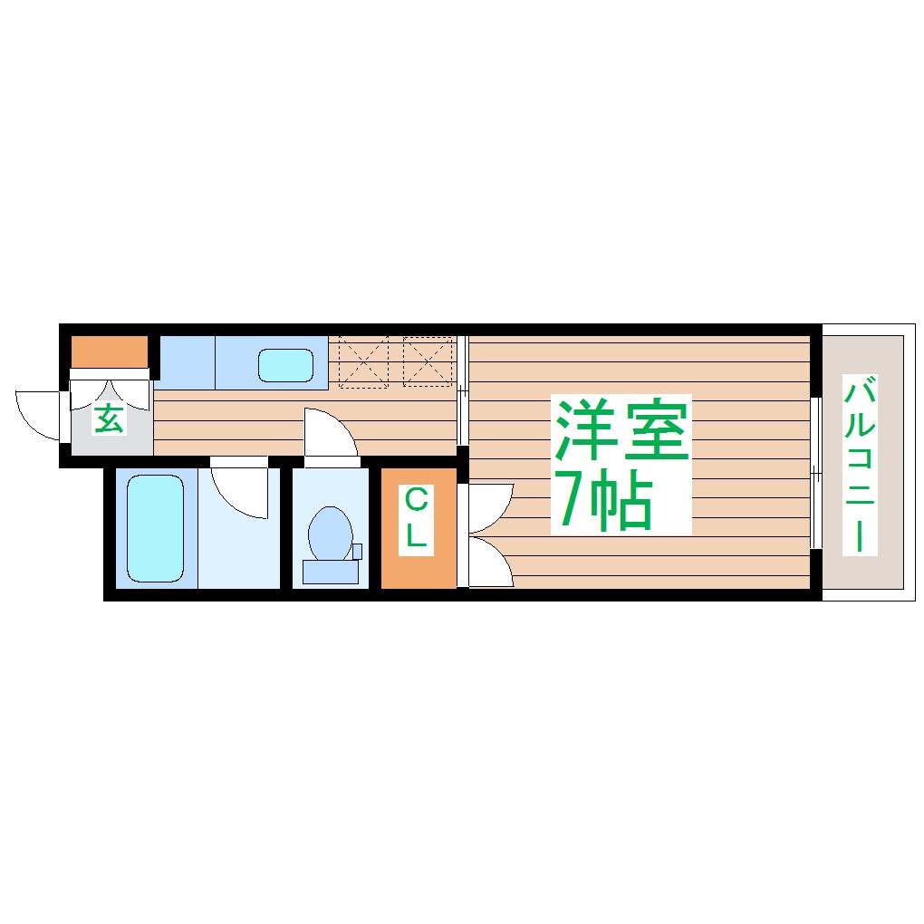 ソミュール南小泉(1K/1階)の間取り写真