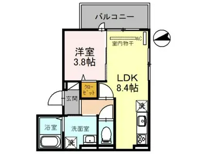 嵯峨フローリッシュ(1LDK/3階)の間取り写真