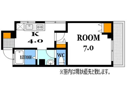 リバーウォーク広瀬(1K/4階)の間取り写真