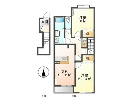 フロンティア栄(2DK/2階)の間取り写真