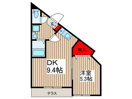 アトーレ川口芝(1DK/1階)の間取り写真