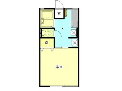 アシストおのB(1K/1階)の間取り写真