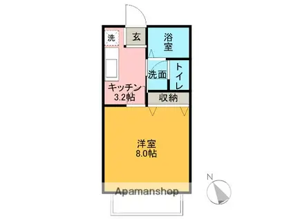 サン・FRIENDS芳ケ崎(1K/1階)の間取り写真